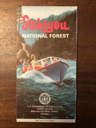 Vintage 1970s Siskiyou National Forest Oregon Map Brochure Pamphlet