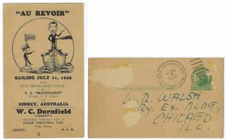 W.  C.  Dornfield (dorny) Postcard - Sailing To Australia - 1928 - V.  Fine - Pc