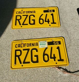 1956 - 62 California License Plates.  Dmv Clear As Of 8/2/2019