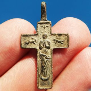 AWESOME ANTIQUE PIRATE TIMES CRUCIFIX CROSS OLD BLESSED VIRGIN MARY CHARM 2