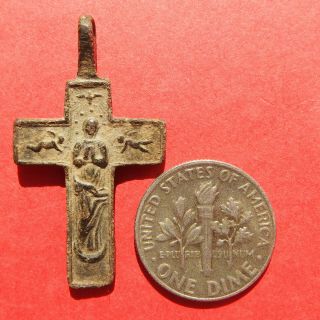 AWESOME ANTIQUE PIRATE TIMES CRUCIFIX CROSS OLD BLESSED VIRGIN MARY CHARM 3