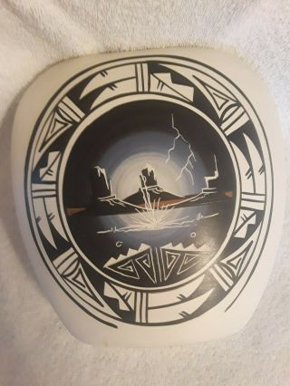 Navajo Cedar Mesa Native American Naatsilid Pottery Painted Pot Signed By Artist