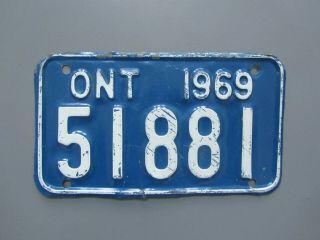 Rare 1969 Ontario Motorcycle License Plate - 51881