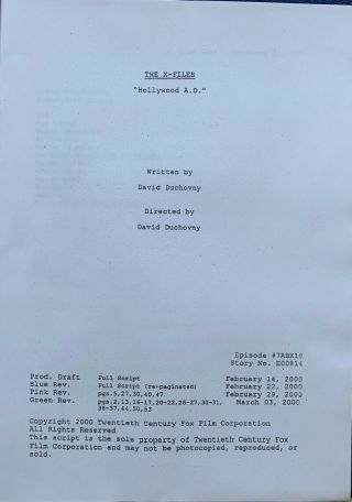 X - Files Hollywood A.  D.  Script And Slides