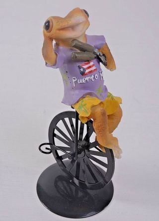Puerto Rico Frog El Coqui On Tricycle Collectible Souvenir Figurine Flag Sheers