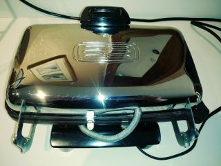 Vintage General Electric GE Grill & Waffle Maker A6G44T Mid Century 60s Chrome 8