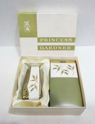 Princess Gardner Vintage Lighter And Cigarette Case Matching Set W/ Box C.  1960s