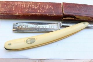 Vintage Antique King Cutter Straight Edge Razor Shaver Cib Henry Boker Germany