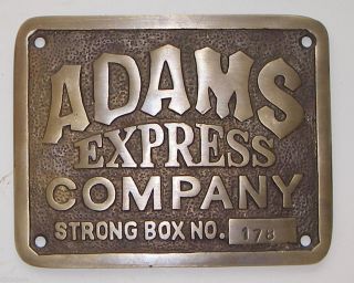 Adams Express Company Solid Brass Plaque