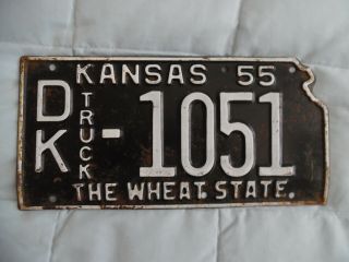 1955 Kansas License Plate Dk - 1051 Truck