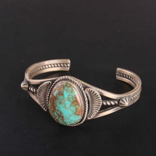Authentic Turquoise Native American Shank Bracelet Sterling Silver.  925 Quality