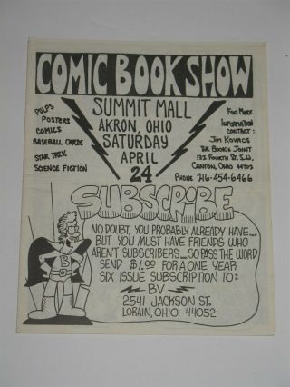 Vintage Comic Book Show Summit Mall Akron Oh Pamphlet Brochure