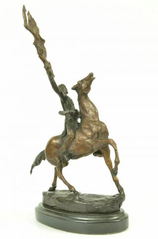 BUFFALO SIGNAL Native American Western Bronze Sculpture by Frederic Remington 14 3
