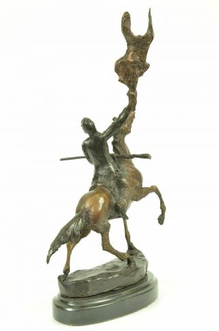 BUFFALO SIGNAL Native American Western Bronze Sculpture by Frederic Remington 14 4