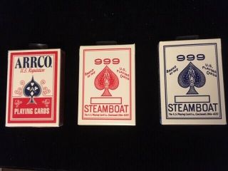 1 Arrco And 2 Steamboat 999 Playing Cards Ohio Made And