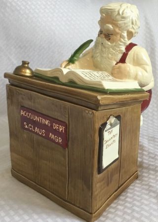 Alberta’s Molds Ceramic Christmas Accounting Santa Claus Cookie Jar Vintage 1958