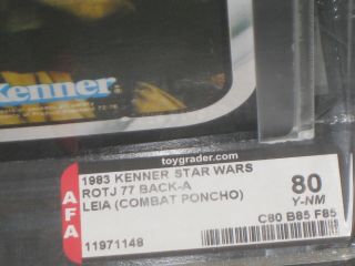 AFA 80 Y - NM 1983 Kenner Star Wars PRINCESS LEIA Action Figure (Combat Poncho) 6