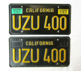 Vintage 1963 California Auto License Plates,  Matching Pair,  Black,