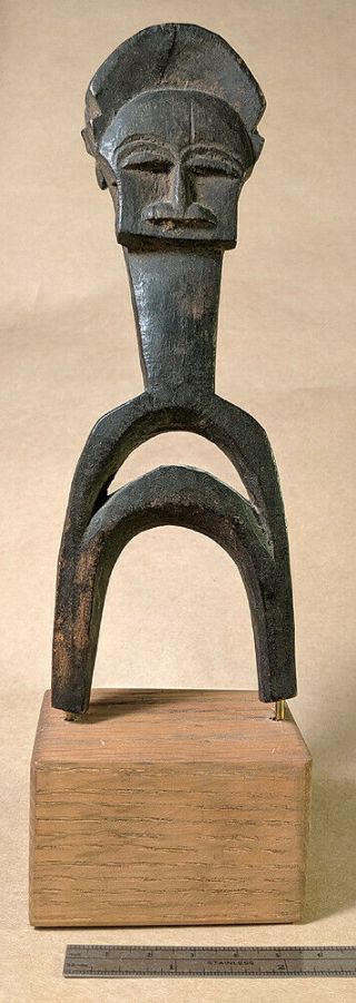 Vintage African Carved Figural Hand Wood Heddle Pulley - Africa Tribal Art