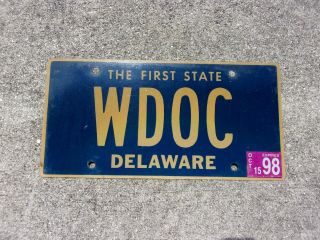 Delaware 1998 Vanity License Plate Wdoc