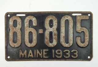 1933 Maine Me License Plate 86 - 805 Ships Quick