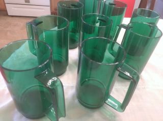 Tupperware Set Of 9 Deluxe Stacking 18 Oz Mugs Acrylic Hunter Green