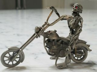 Vintage 1991 Partha Pewter Motorcycle Chopper Skeleton Rider 4.  5 "
