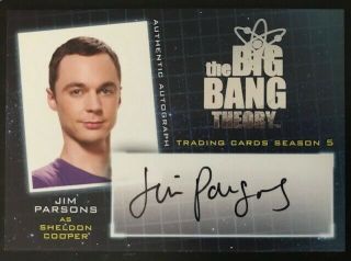 Jim Parsons As Sheldon Cooper Cryptozoic Big Bang Theory Season 5 Autograph Auto