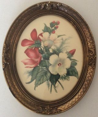 Mid Century Turner Wall Accessory 10”x12” Ornate Frame Floral Hanging Art