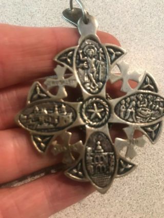 Vintage Sterling Silver Jerusalem Cross Pendant 3