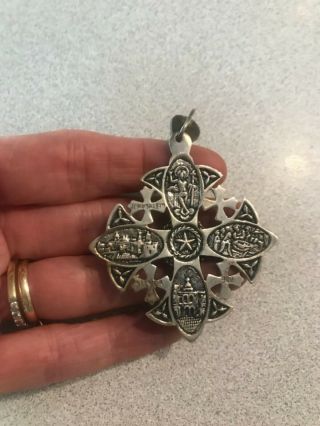 Vintage Sterling Silver Jerusalem Cross Pendant 4