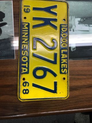 1968 68 Minnesota Mn License Plate