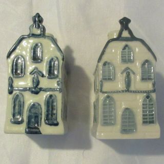 2 Delft Blue Churches.  Klm House 7 And The Rarer Rynbende Version