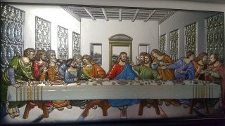 Last Supper Jesus Silver 925 Gold Plated Multi Color Plaque Wall Picture 12.  6 "