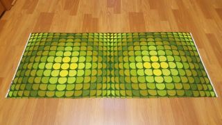 Awesome Rare Vintage Mid Century Retro 70s Green Op Art Terry Cloth Fabric Look