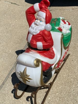 Christmas Empire Santa on Sleigh Noel Blow Mold VTG 1970 With One Cord Vintage 3
