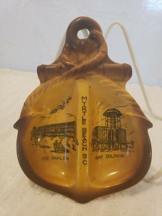 Vintage Myrtle Beach Sc Pavilion & Gay Dolphin Souvenir Anchor Ceramic Ashtray