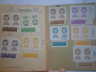 1954 Austria Id Card Member Book Business Document Tax Mark Stamp Mitgliedsbuch