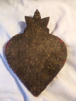 Religious Mexican Milagro Heart Hand Crafted Wood Milagro Folk Art Heart Iconic 2