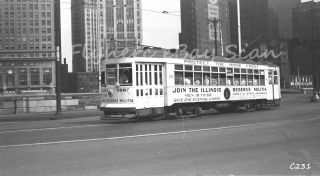 B&w Negative Chicago Surface Lines Railroad Streetcar 1756 Chicago 1945