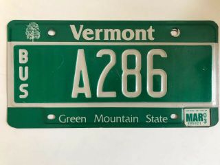 A286 Vermont Bus License Plate - Green Mountain State - Maple Expired Vt Tag