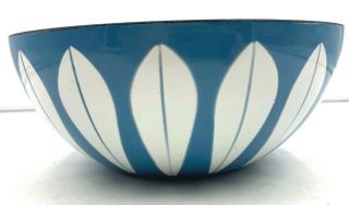 Cathrineholm Norway White Lotus On Blue Enamelware Bowl 8 " Vintage