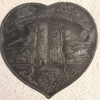 Vintage Metal Heart Shaped Souvenir From Lookout Mountain Tennessee - 1918 Rare