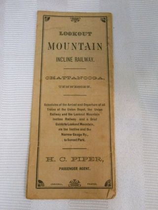 Antique 1887 Brochure Lookout Mountain Incline Railway Chattanooga Tenn