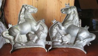 Antique Heavy Die Cast Two - Part Rearing Horse Mold Chocolate Candy W/ Handles
