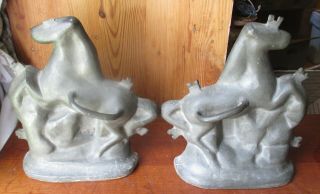 Antique HEAVY DIE CAST Two - Part Rearing Horse Mold Chocolate Candy w/ Handles 2