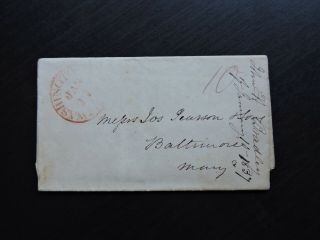 1837 Washington Dc Stampless Letter Bradley Abe Lincoln Assassination Lawyer