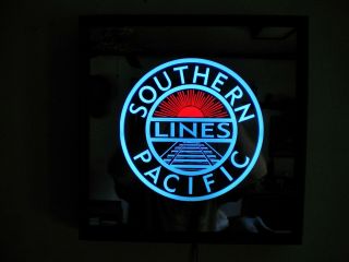 Southern Pacific Railroad Train Lighted Mirror Sign - Up Wp Santa Fe