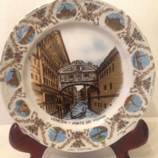 Vintage Ceramic Venezia Souvenir Plate Ponte Dei Sospiri With Landscapes