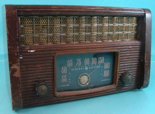 Vtg Art Deco Antique General Electric Am Tube Type Wood Cabinet Radio Model 203
